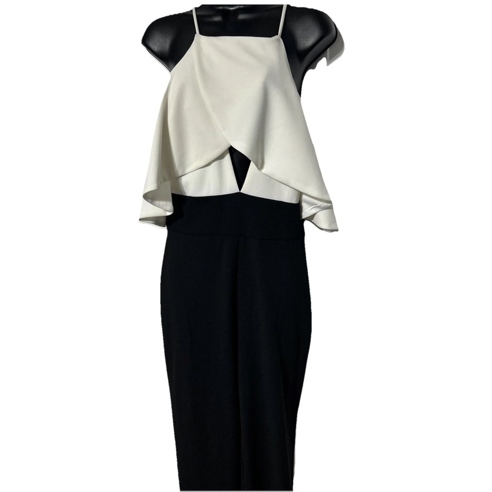 Alexia Admor D2761 Jumpsuit White Black Colorblock Ruffle Formal Size 6 NEW